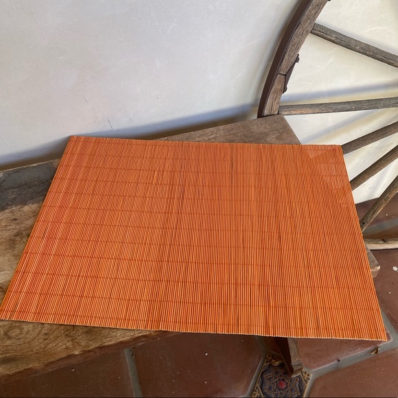 MCM TIKI BAR Place Mats Decor Item Vtg 50’s/60’s Orange Bamboo Woven Set 3 RARE - Picture 4 of 8